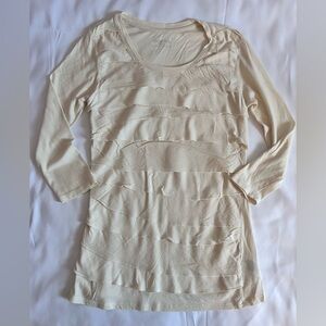 MERONA 3/4 Sleeve Tiered Off White Top Size XS